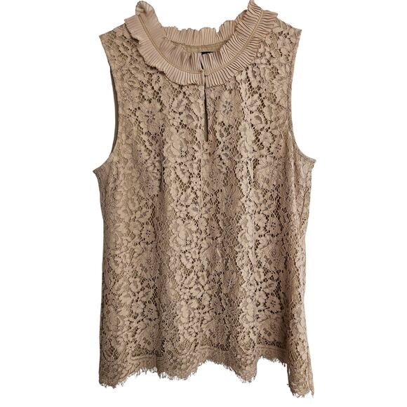 J. Crew Tops - J. Crew Womens Lace Ruffle Neck Top Floral Eyelash Trim Delicate Feminine Sz TM